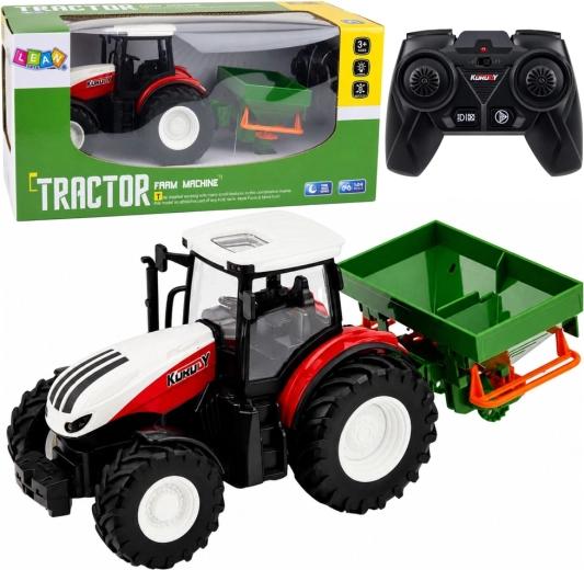 RC Landwirtschaftstraktor mit Mähwerk 1:24 mit LED-Lichtern (rot)