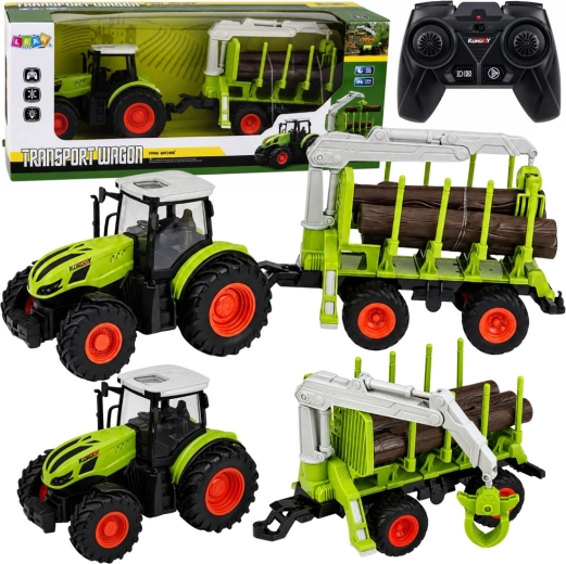 RC-Traktor mit Forstanhänger und Holzgreifer 1:24