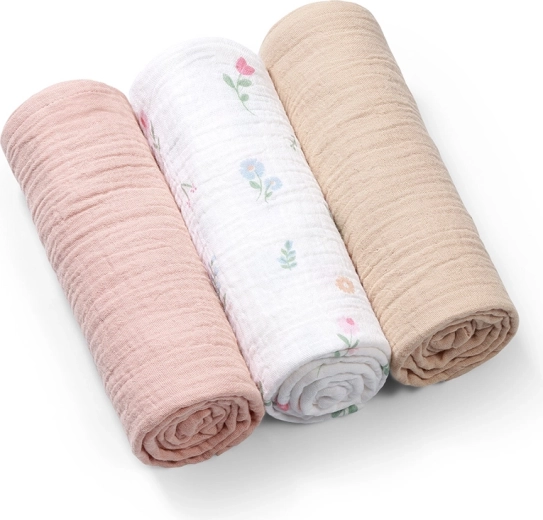 BabyOno Musselin-Windeln Super Soft, 3 Stk., rosa 70 × 70 cm