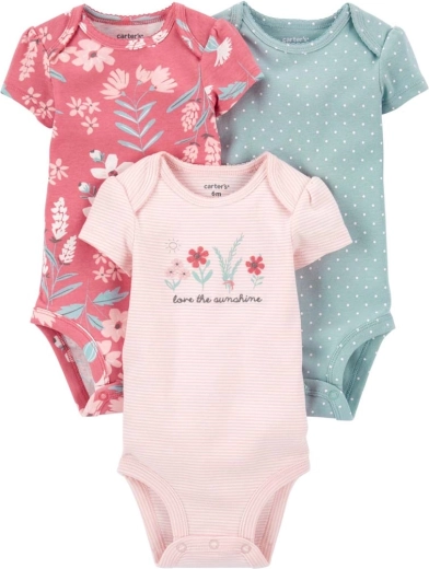 Carter's Mädchen-Bodys mit kurzem Ärmel Pinkblue, 3 Stk.