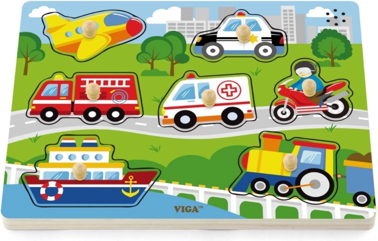 Holz-Sound-Puzzle Transportmittel Viga