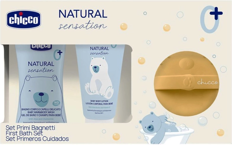 Chicco Geschenkset Natural Sensation Kosmetik mit Silikon-Waschschwamm