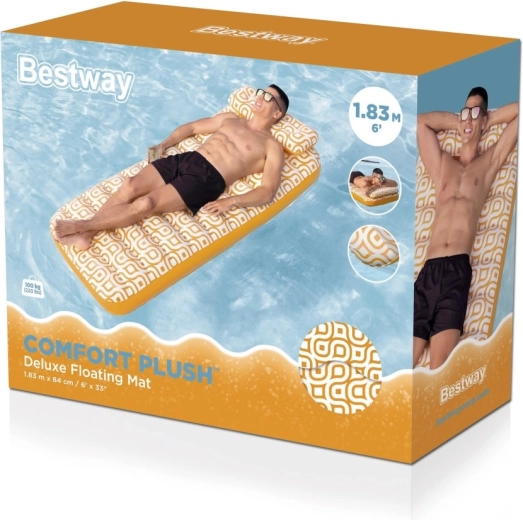 Aufblasbare schwimmende Luftmatratze Comfort Plush mit Kopfkissen und Getränkehalter