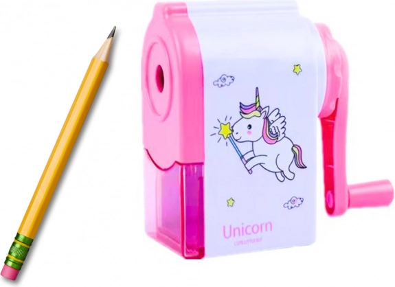 Bleistiftspitzer mit Kurbel Einhorn Rosa