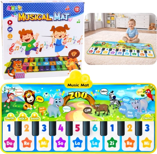Interaktive Musikmatte Zoo – Kinderklavier, 10 Tasten und 10 Melodien