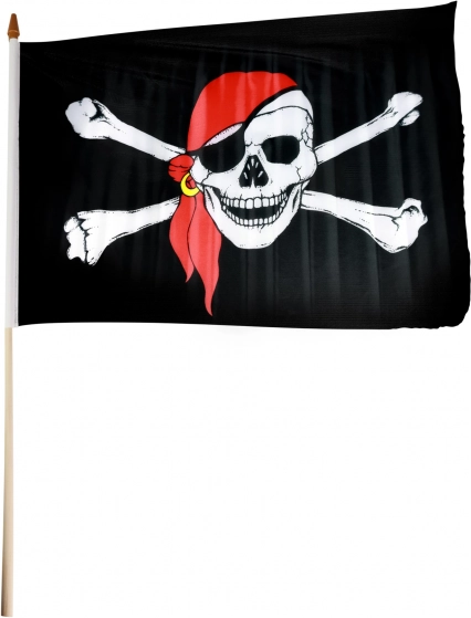 Pirat flagge 47 × 30 cm auf Holzstab