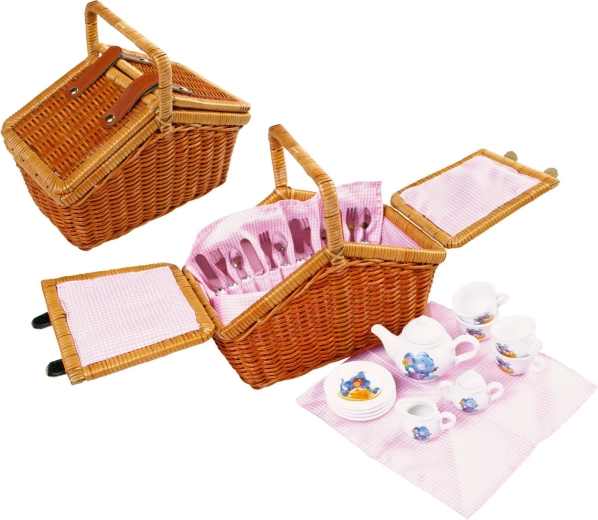 Kinder-Picknickkorb aus Weide Romantic mit Zubehör