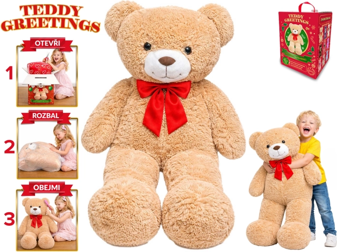 Teddy Greetings Plüschbär mit Schleife, 120 cm, beige