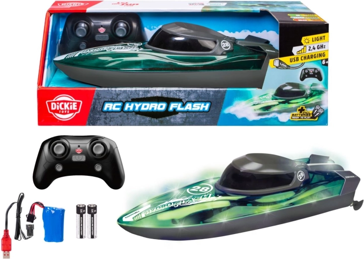 Ferngesteuertes Boot Dickie Toys RC Hydro Flash mit Beleuchtung, 29 cm