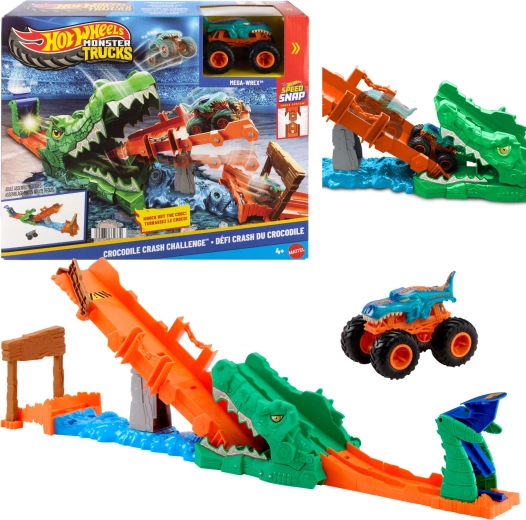 Hot Wheels Monster Trucks Krokodil-Stuntset mit Mega Wrex Auto