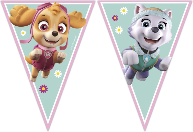 Paw Patrol Girlande mit Wimpeln Skye und Everest (9 Wimpel) - 1 Stück
