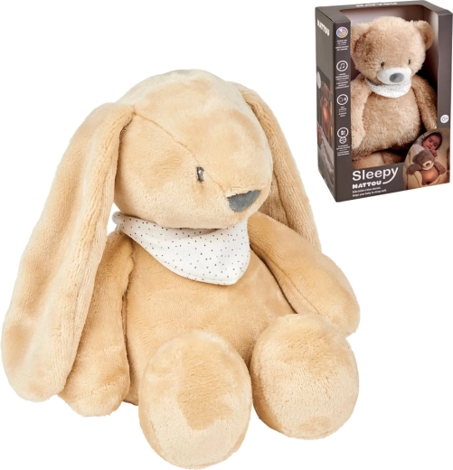 NATTOU Plüsch-Einschlafhilfe mit Licht und Weinsensor Sleepy Bunny pale brown