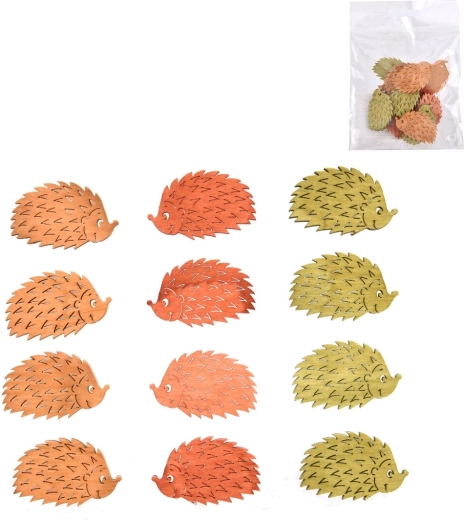 Holz-Igel Deko 4 cm, Mix aus 3 Farben, 12 Stk.