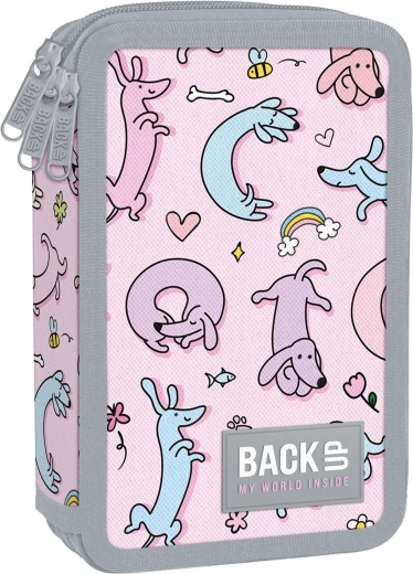 Schul-Federmäppchen mit drei Fächern inkl. Ausstattung BackUP Cute Dogs