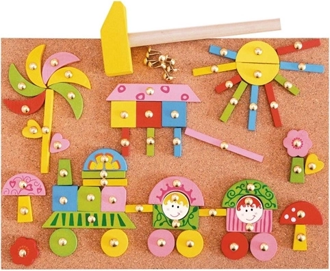 Woody Steckspiel mit Nagelformen, rosa