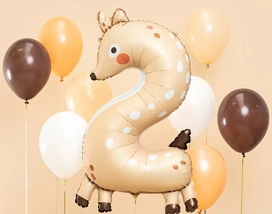 Folien-Geburtstagsballon Zahl 2 mit Reh-Motiv