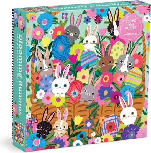 Mudpuppy Folienpuzzle Häschen in Blumen, 500 Teile