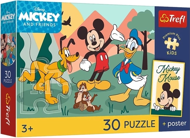 Trefl Disney Mickey und Freunde Kinderpuzzle 30 Teile + Poster