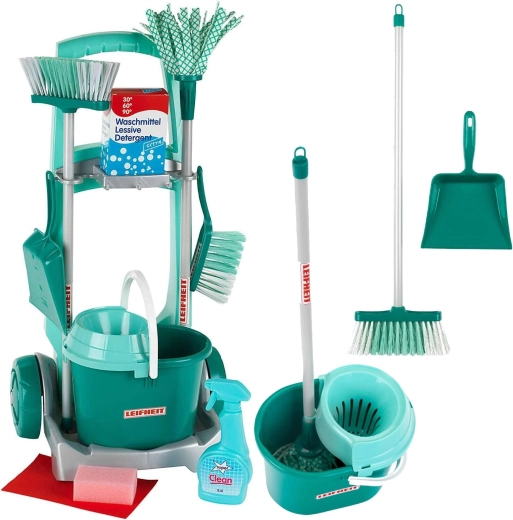 Kinder-Putzwagen LEIFHEIT mit Wischmopp, Besen und Zubehör KLEIN