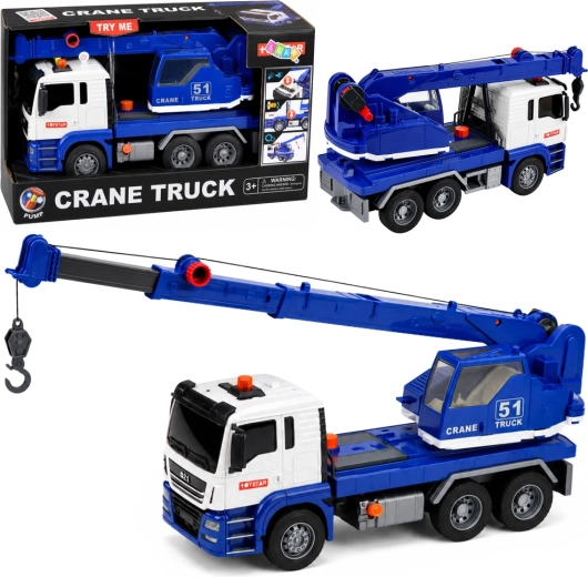 Bau-Kranwagen mit Licht und Sound blau-weiß