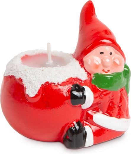 Weihnachtskerze mit Keramik-Wichtel