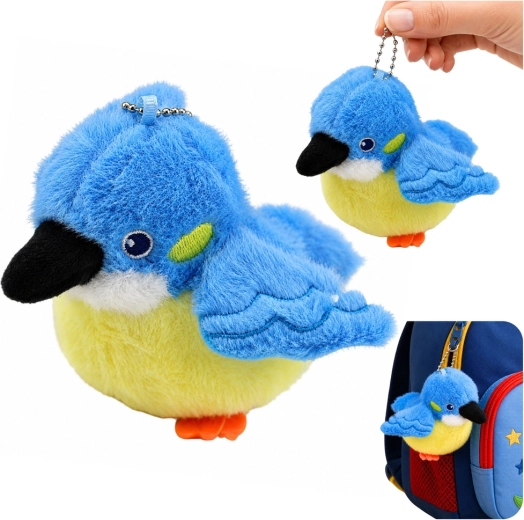 Plüschvogel als Anhänger blau 9 cm - 1 Stück