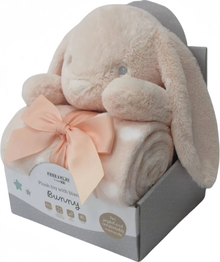 Freeon free2play Plüschhäschen mit Decke Bunny Peach - 1 Stück