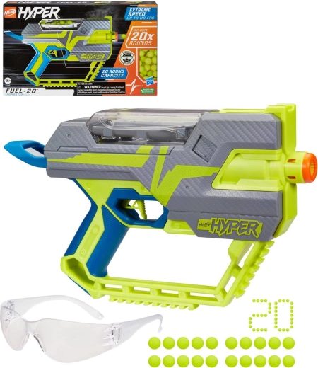 Hasbro Nerf Hyper Fuel-20 Blaster mit Kugeln und Schutzbrille