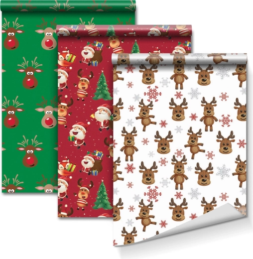 Geschenkpapier mit drei Motiven 70 × 150 cm