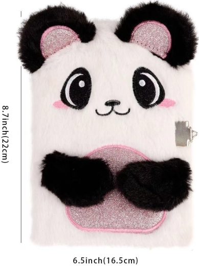 Plüsch-Tagebuch mit Panda und Schloss