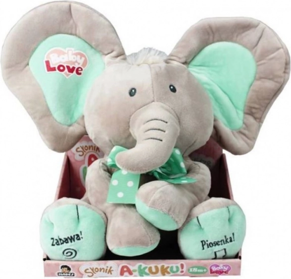 Interaktives Elefanten-Maskottchen A Kuku beige und mintfarben 24 cm