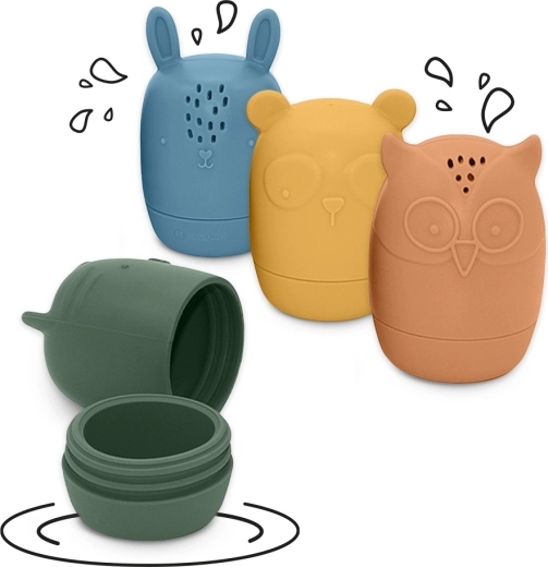 Silikon-Wasserspielzeug Petite&Mars Amigos, 4 Stk., 6M+
