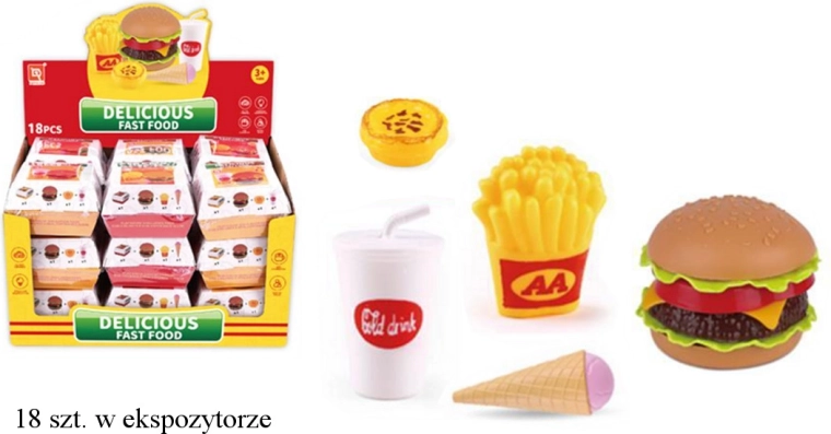 Kinder-Fast-Food-Set – Hamburger, Pommes, Getränk und Eis
