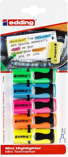 Set Mini-Textmarker Edding 7 in Neonfarben (5 Stück)