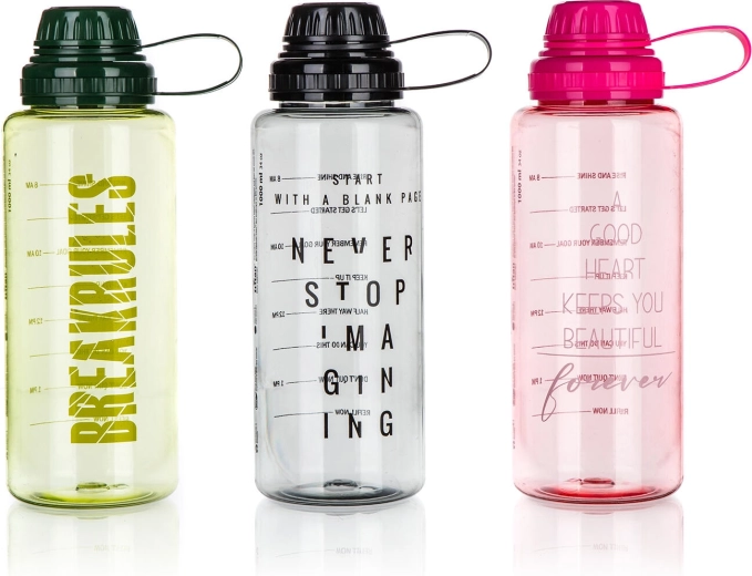 Sport-Wasserflasche 1 l aus Tritan WALLY, Farb-Mix