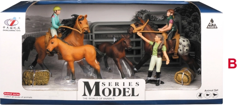 Set mit Pferdestall und Figuren
