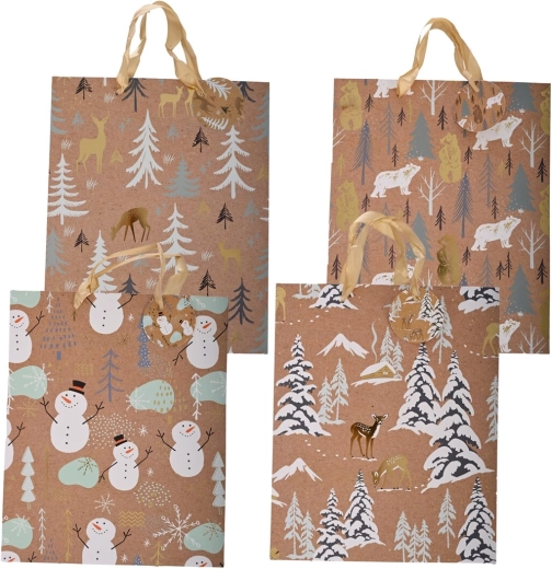 Weihnachts-Geschenktasche mit Prägung 26 × 10 × 32 cm (Motivmix)