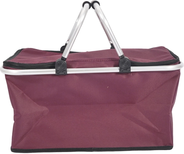 Faltbarer Thermo-Einkaufskorb 46 × 27 × 23 cm, Aluminium und Polyester, rot