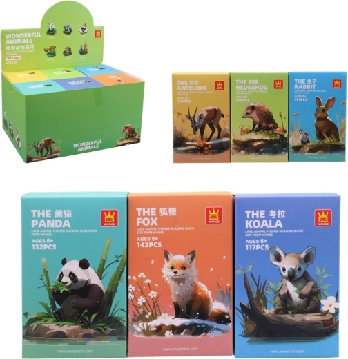 Diorama-Bauklötze Tiere – Konstruktionsset für Kinder, 6 Stk. im Box-Display