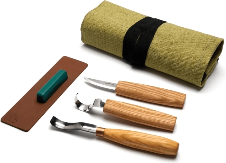 BeaverCraft Set zum Löffelschnitzen mit Leder-Abziehriemen