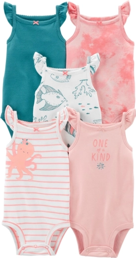 Carter's Baby-Bodys ohne Ärmel Pink Ocean für Mädchen, 5 Stk.
