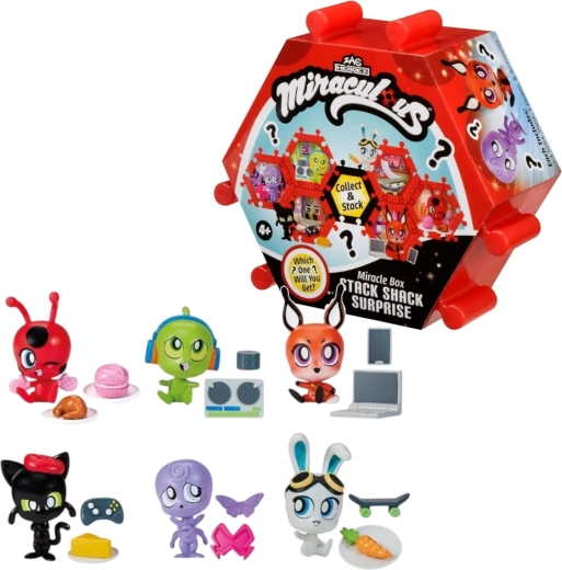 Miraculous Shack Stack Surprise Mini-Häuschen mit Kwami-Figur und Zubehör – 1 Stück