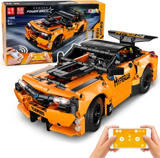 RC-Sportwagen aus Bausteinen mit Fernsteuerung, orange (545 Teile)