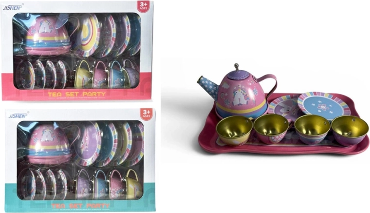 Buntes Kinder-Teeservice mit Einhornmotiv
