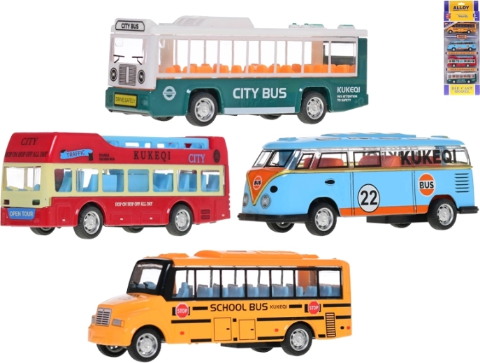 Metallbus-Set mit Rückziehmotor 10 cm – 4 Stück