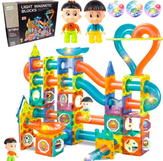 Magnetisches 3D-Konstruktionsset mit Licht, 202 Teile