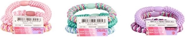Bunte geflochtene Haargummis Create It! (3 Stk.)