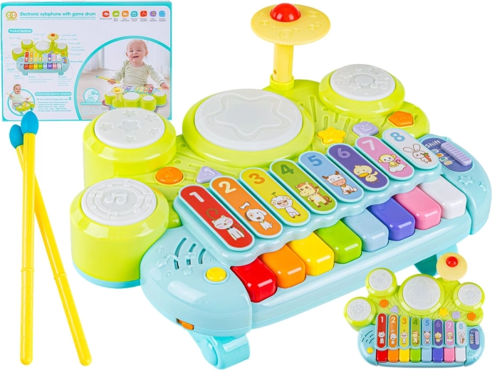 Kinder-Musikpiano mit Trommelflächen und Xylophon