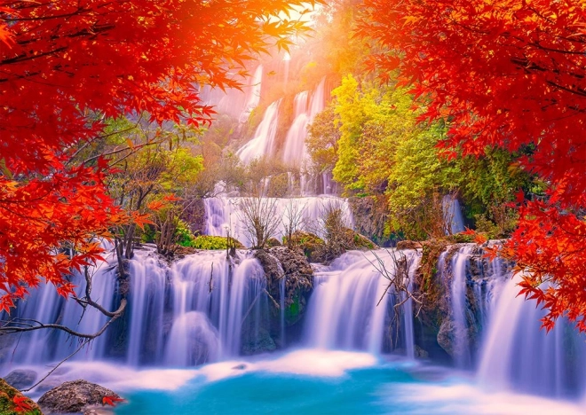 Puzzle Wasserfall Thi Lo Su im Herbst, 1000 Teile