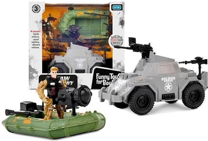 ToysForBoys Militär-Spielset mit Boot, Kampffahrzeug und Soldatenfigur